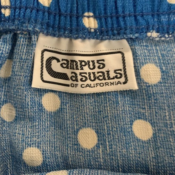 Vintage 70s Campus Casuals of California Skirt Blue White Polka Dot Womens Small - Picture 2 of 5